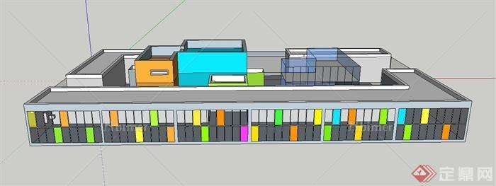 现代两层幼儿园建筑设计SU模型