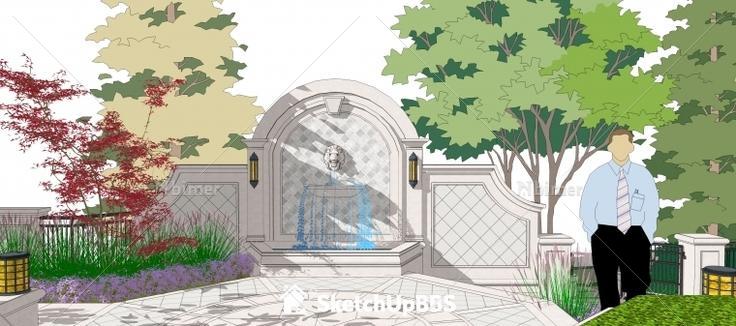 工作中的别墅景观设计方案带SketchUp模型下载分