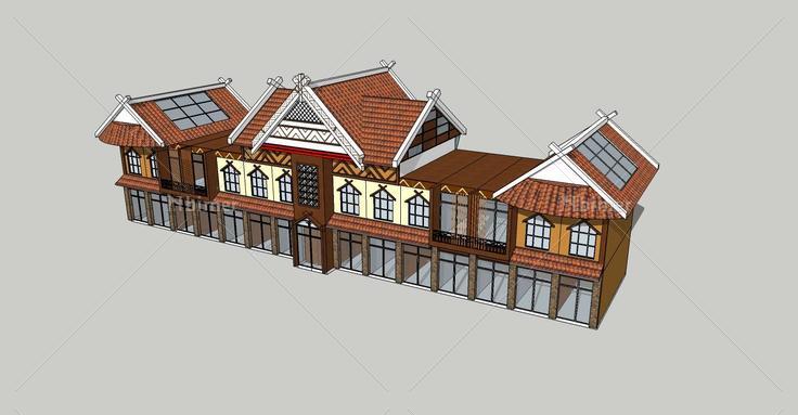 中式多层商业楼(73375)su模型下载