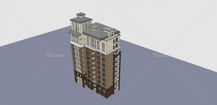 简欧风格高层住宅公寓(36357)su模型下载