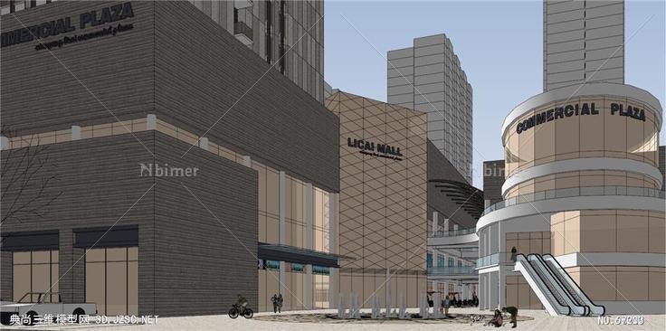大型城市综合体精细SU模型商业广场现代风格