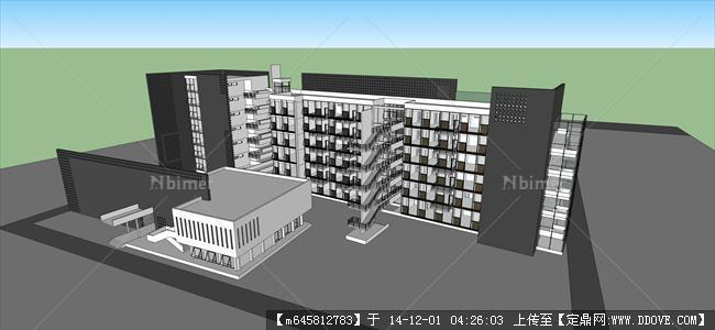 江汉油田勘探开发研究院科研楼方案su模型