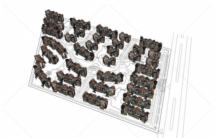 海南盈宾住宅小区(47059)su模型下载