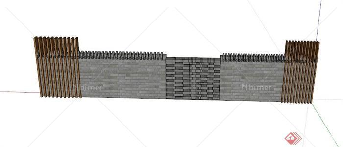 新中式景墙围墙设计SU模型