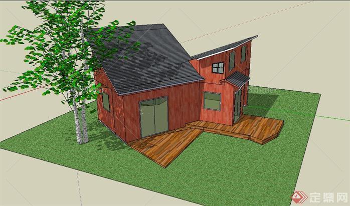 某简洁风格别墅建筑设计sketchup模型