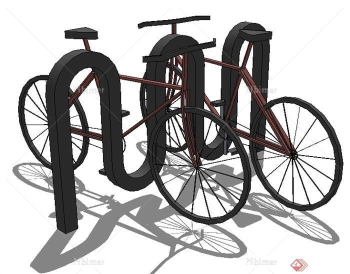 一个自行车停放处组合su模型