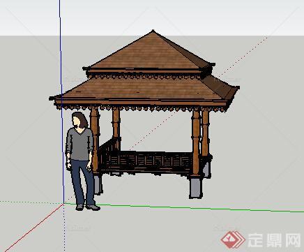 园林景观之东南亚风格景观亭设计su模型1