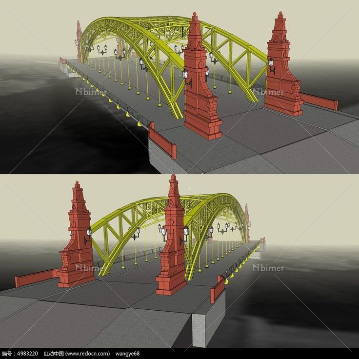 个性创意拱形桥SU模型