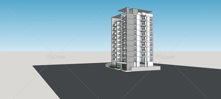 现代小高层住宅楼(80016)su模型下载