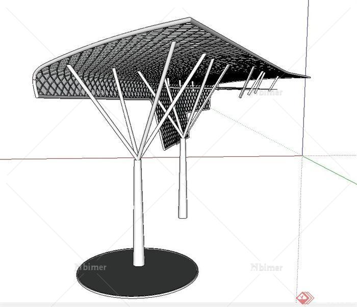 现代铁艺网格廊架设计SU模型
