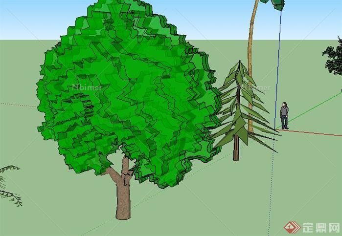一些园林景观树木SU模型素材