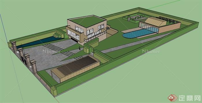 某私人庭院住宅建筑设计SU模型