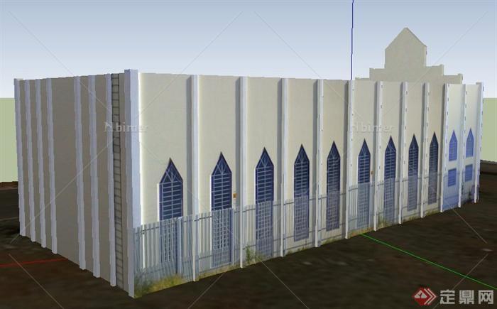 现代风格教会建筑设计su模型