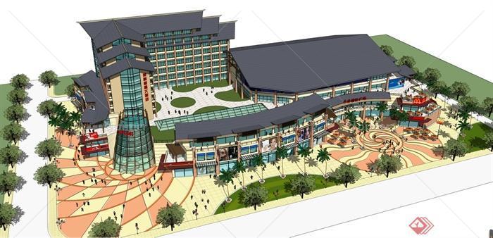 清远美林商业中心建筑设计SU模型（含四套方案）