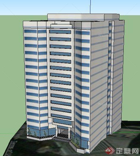 现代风格高层商务中心办公建筑设计su模型