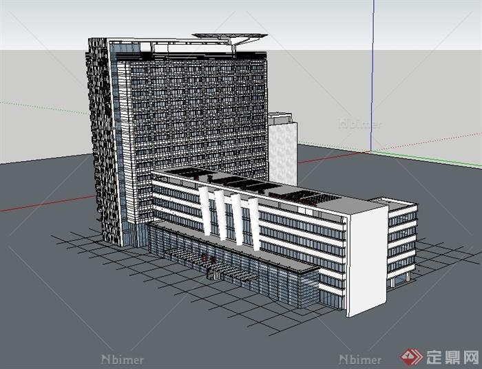 现代风格医院建筑大楼设计su模型[原创]