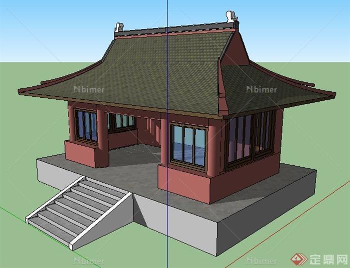 中式风格寺庙门房设计su模型