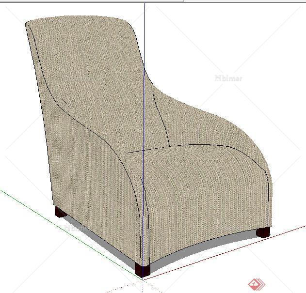 单人躺椅沙发设计su模型