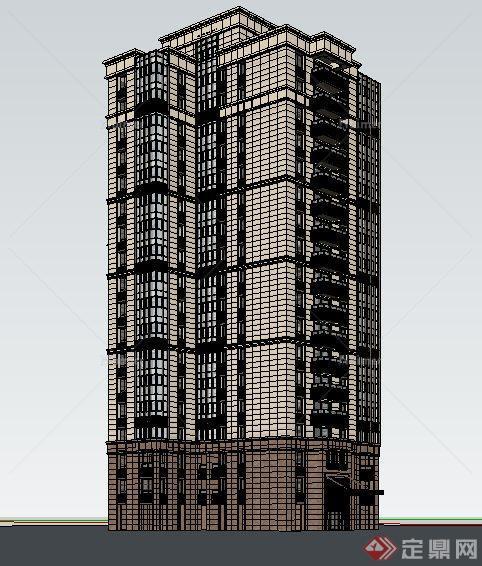 现代高层研究中心办公楼建筑su模型[原创]