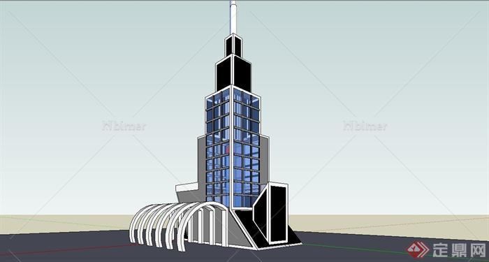 某现代风格超高层办公大楼建筑设计SU模型[原创]