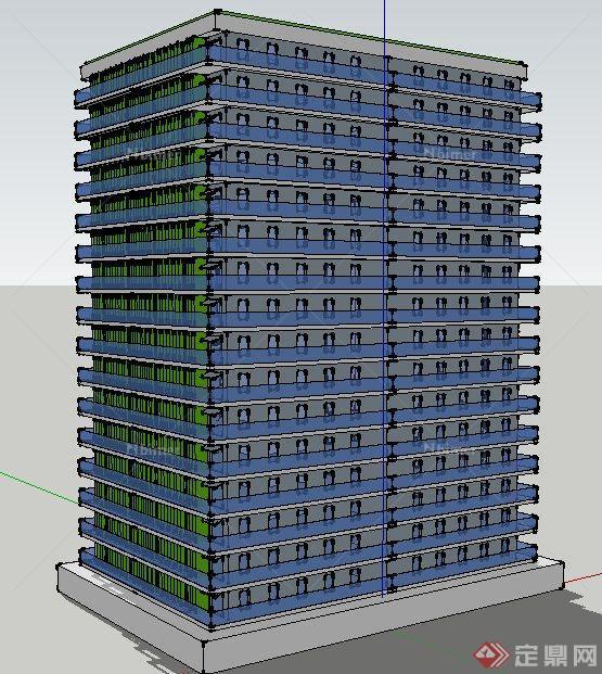 独栋现代高层办公建筑设计su模型