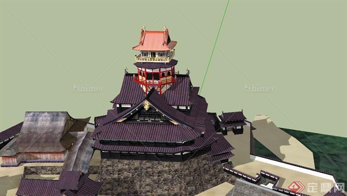 某古典中式综合寺庙建筑设计SU模型