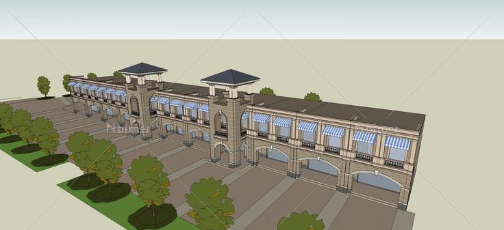 古典风格临街商业楼(59116)su模型下载