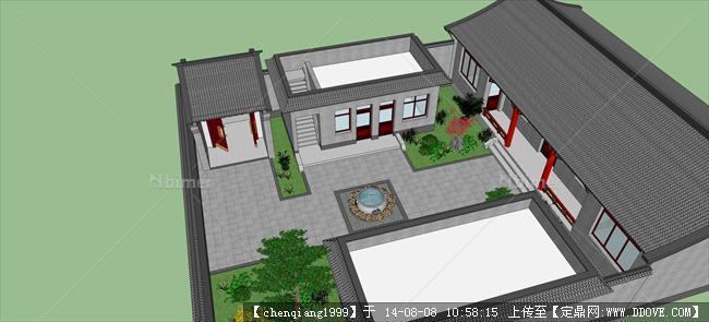 中式四合院古建建筑规划设计方案su模型