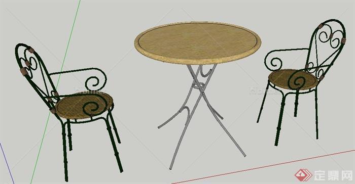 现代风格铁艺桌椅组合su模型
