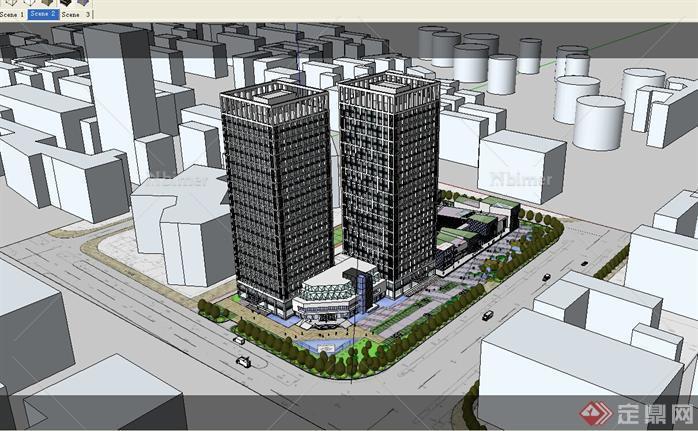 某市贸中心建筑设计SU模型