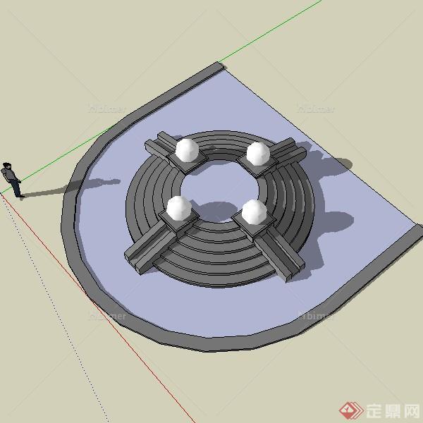 景观水景设计方案SU模型3