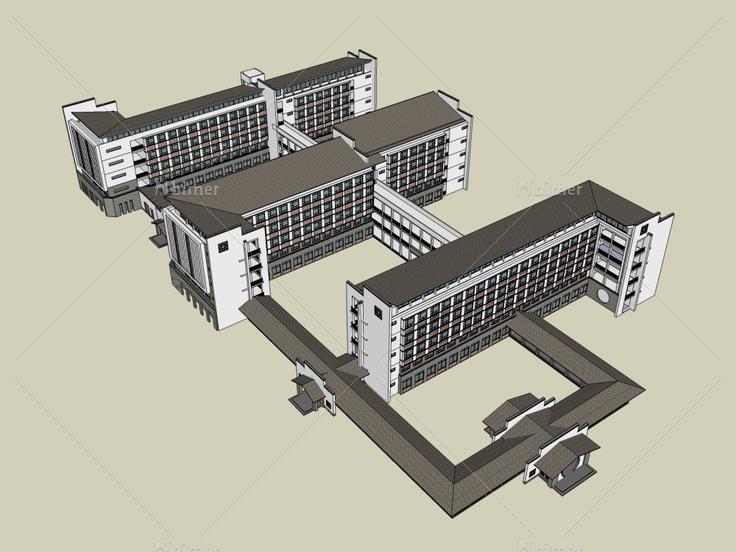 学校，中式风格，5层