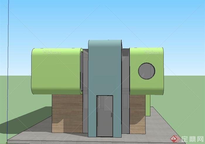 现代某新型单层住宅建筑设计SU模型