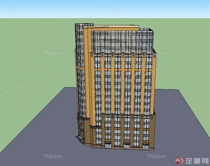 新古典风格高层办公楼大厦楼设计su模型[原创]