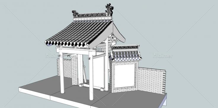 清式垂花门SketchUp模型小细，实地测绘，建模，