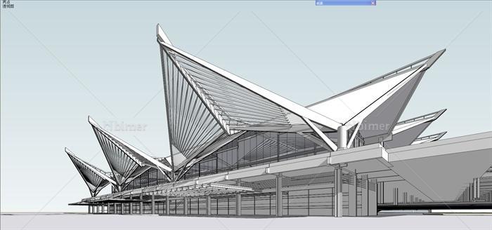 现代火车站建筑设计素材 SU模型[原创]
