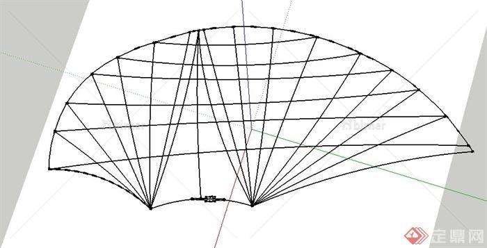扇形单脚钢架结构廊架设计SU模型