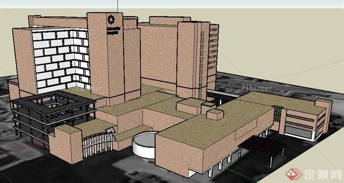 现代医院大楼建筑设计su模型
