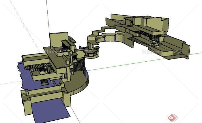 某山地流水综合别墅建筑设计SU模型