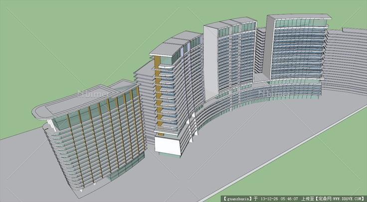 弧形现代风格高层住宅办公模型SU