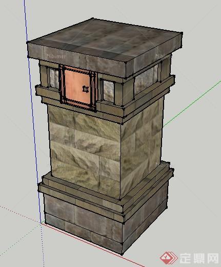 某石质灯柱su模型