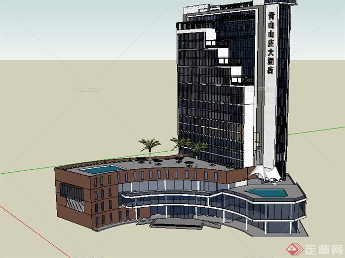 某现代风格宾馆酒店建筑设计SU模型素材88