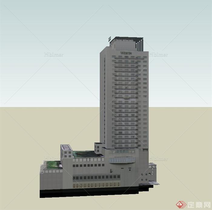 现代某高层威斯汀酒店建筑设计SU模型