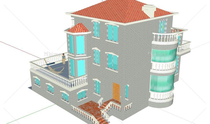 3层别墅图模型1别墅