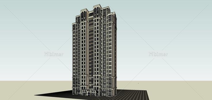 简欧高层住宅楼(76186)su模型下载