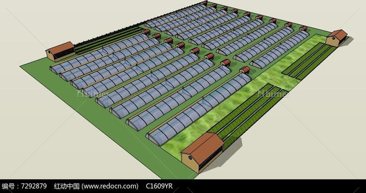 农业种植基地温室大棚SU模型