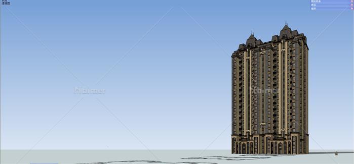 法式小高层公寓楼建筑设计SU精致模型[原创]