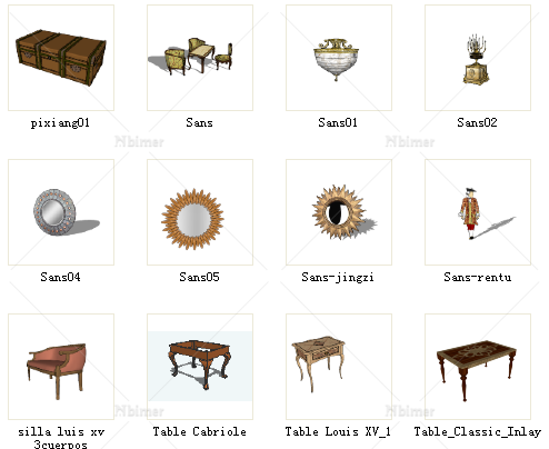 多类欧式家具和构件ＳＵ模型