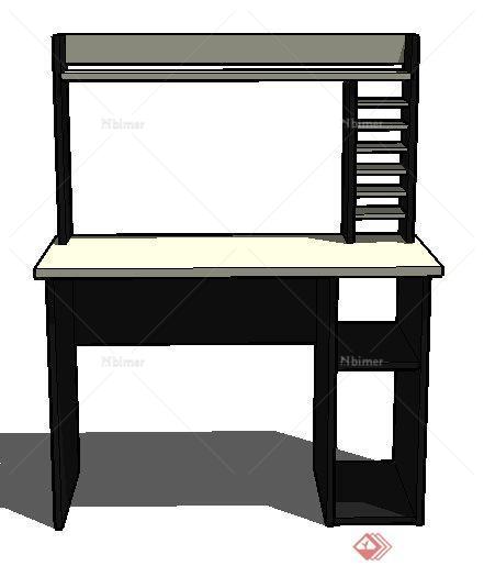 一张计算机办公桌设计的SU模型