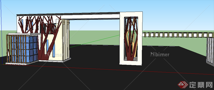 某现代风格园林景观大门设计SU模型素材63